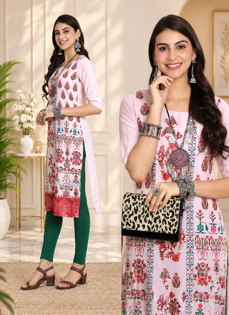 Women’s Premium Floral Printed Straight Kurti