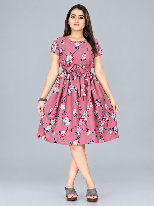 Classy Graceful Women Printed Fit & Flare Midi Dress